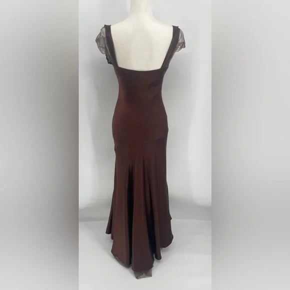 Ralph Lauren Collection Vintage Silk Gown Dress Embroidered Maxi 90s Slip Formal - Picture 11 of 15